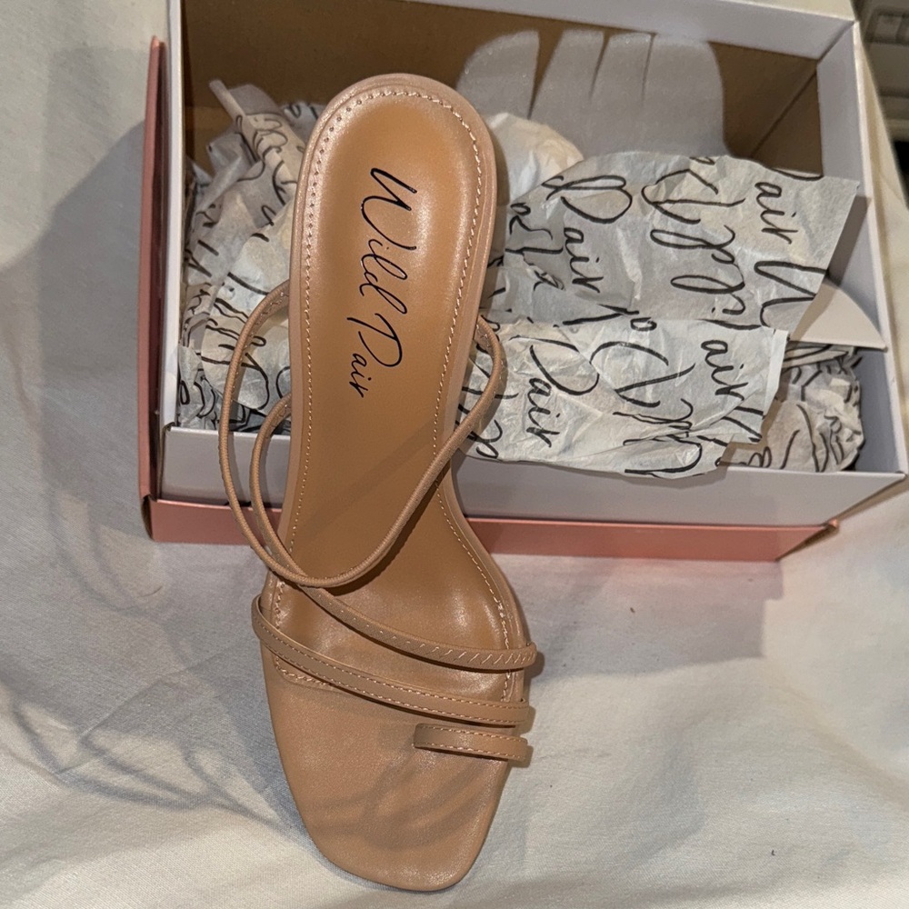 Wild Pair Beige Faux Leather Strappy Sandals NEW